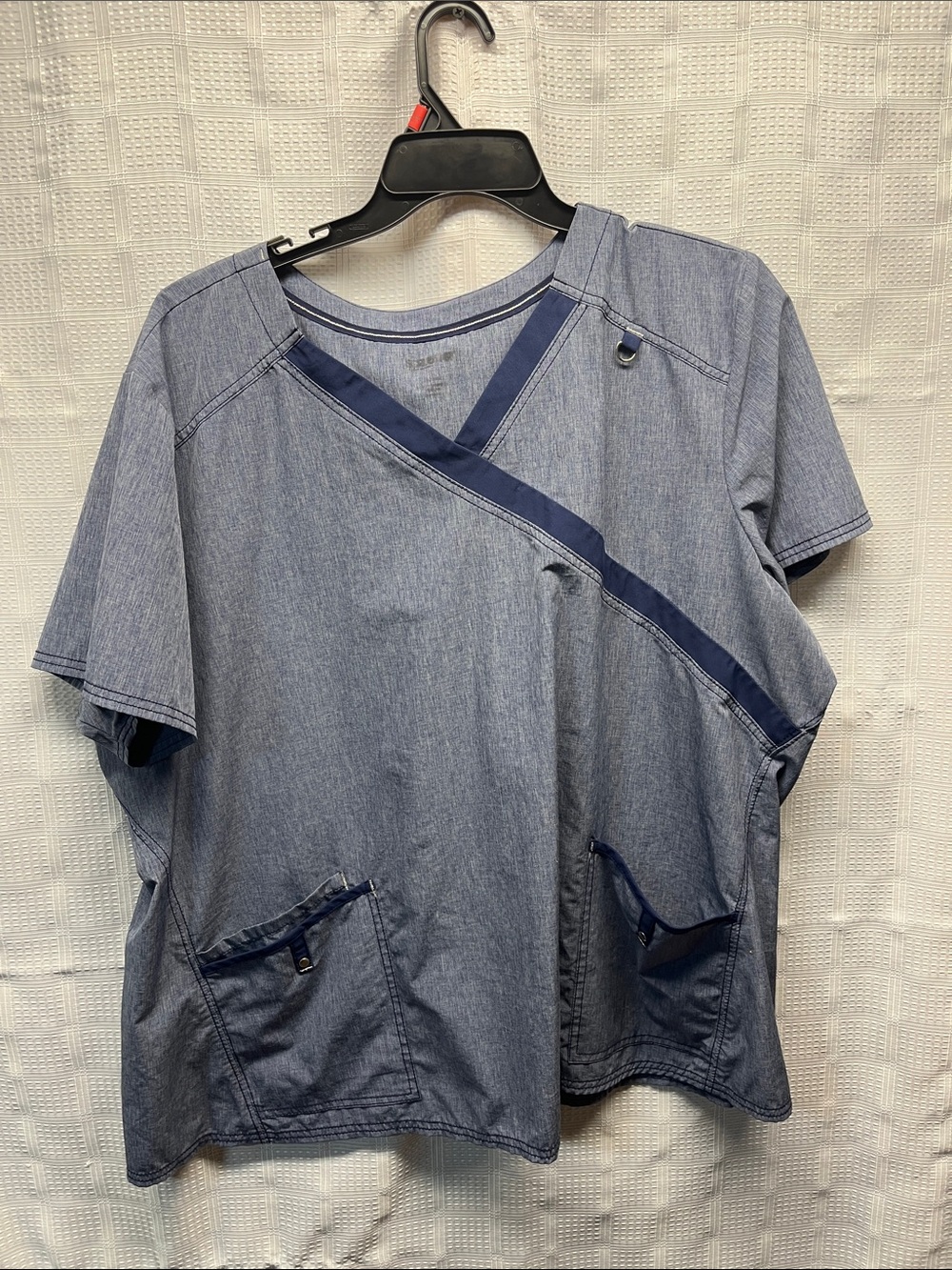 Men's Denim-Look Scrub Top in Light Blue